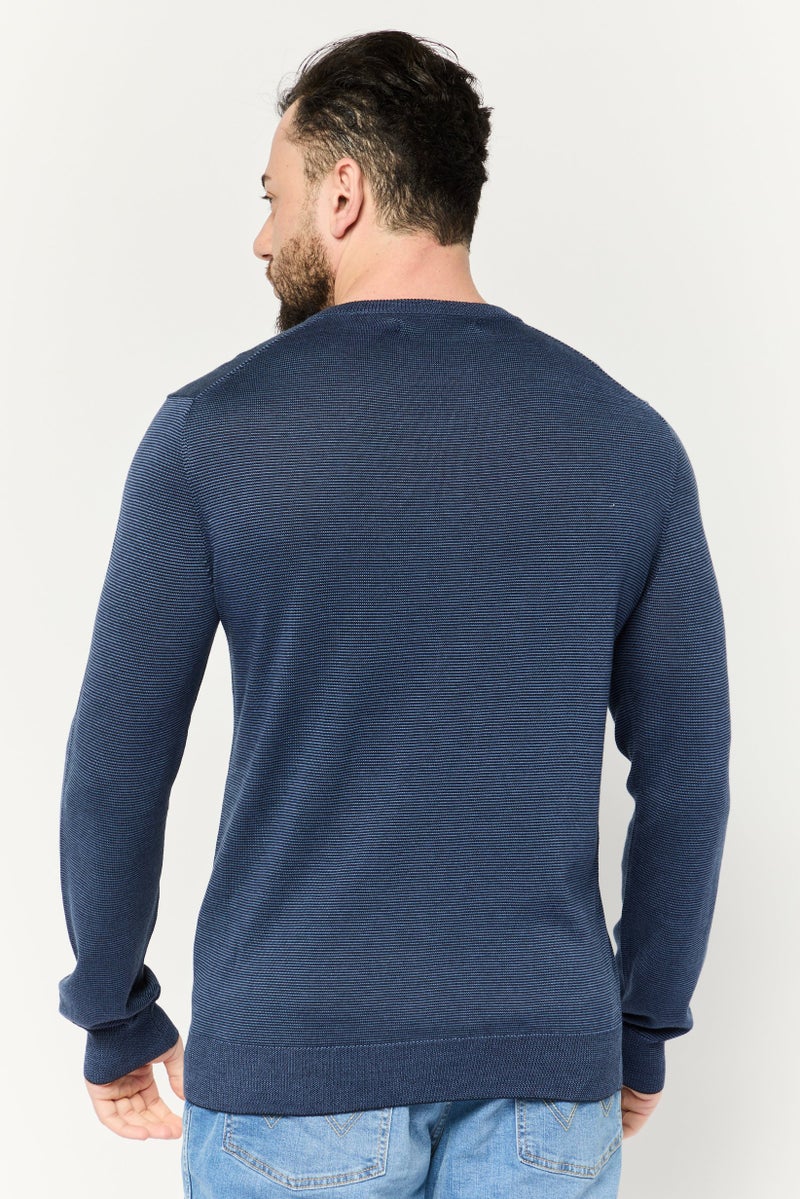 PERRY ELLIS سويت شيرت رجالي بأكمام طويلة على شكل V، لون كحلي - Image 2